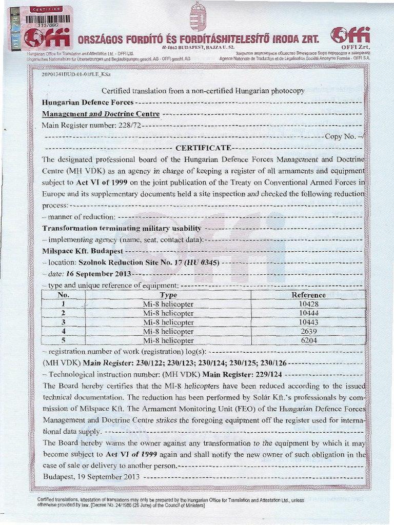 Certificat de Demilitarisation Aka African Republic | PDF