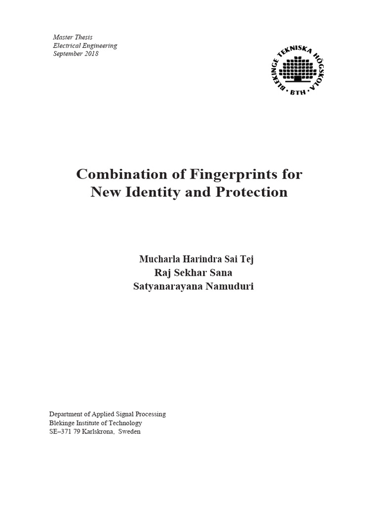 Combined Fingerprint Identity Protection | PDF | Fingerprint