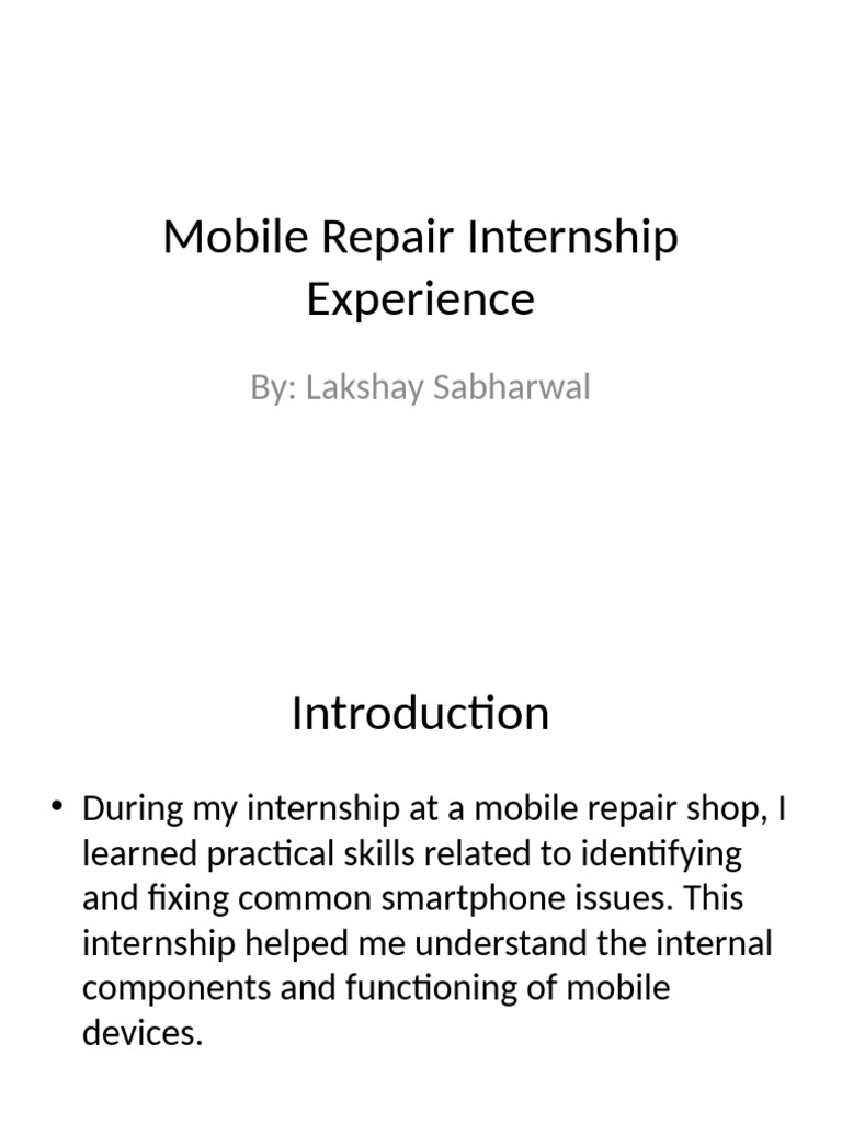 Mobile Repair Internship Experience | PDF