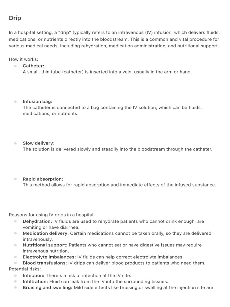 Understanding IV Drips in Hospitals | PDF