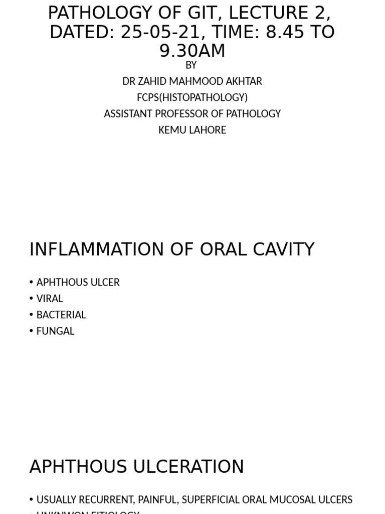 Pathology of Git, Lecture 2 | PDF | Medical Specialties | Diseases And ...