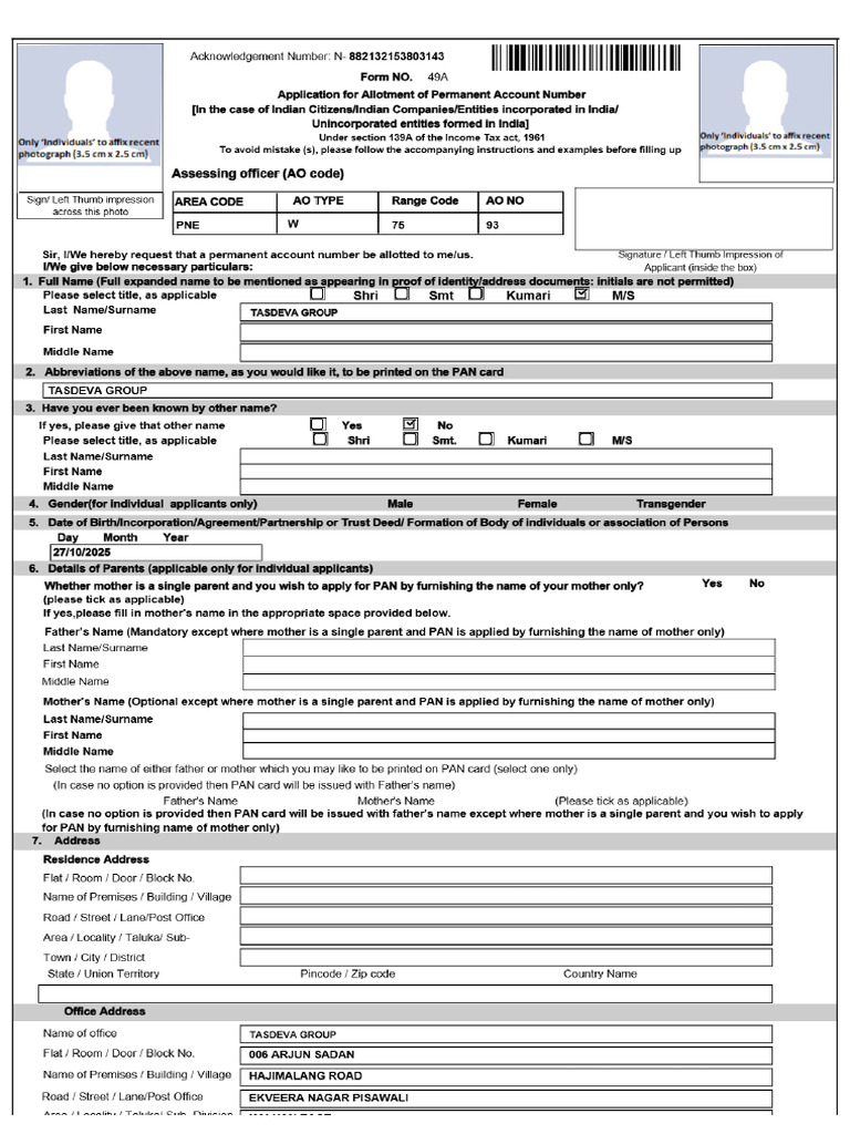 Pan Card Application - Harshal Patil | PDF