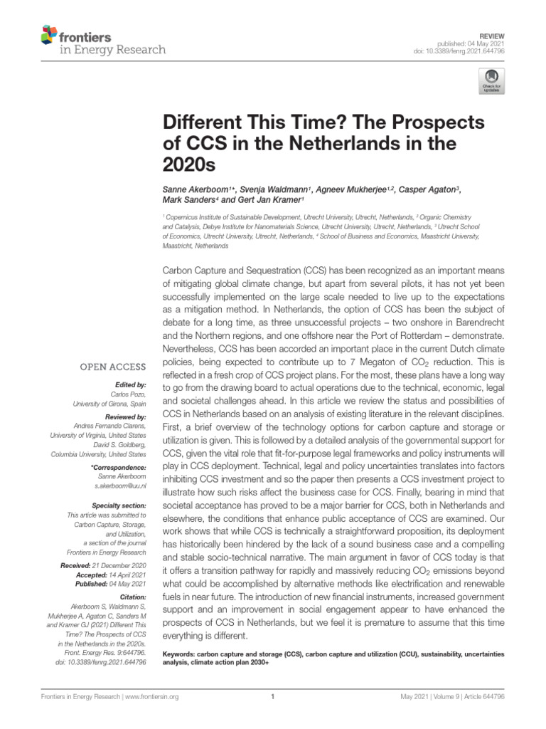 CCS Prospects in the Netherlands 2020s | PDF | Carbon Capture And ...