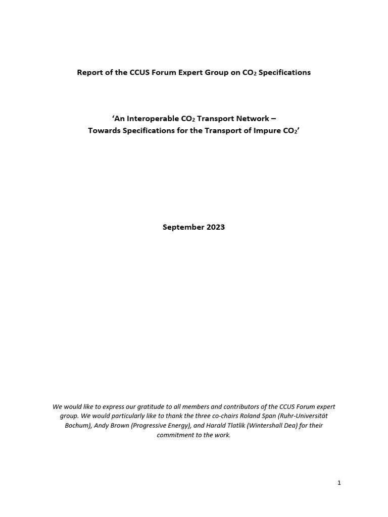 CO2 Transport Network Specifications Report | PDF | Carbon Dioxide ...