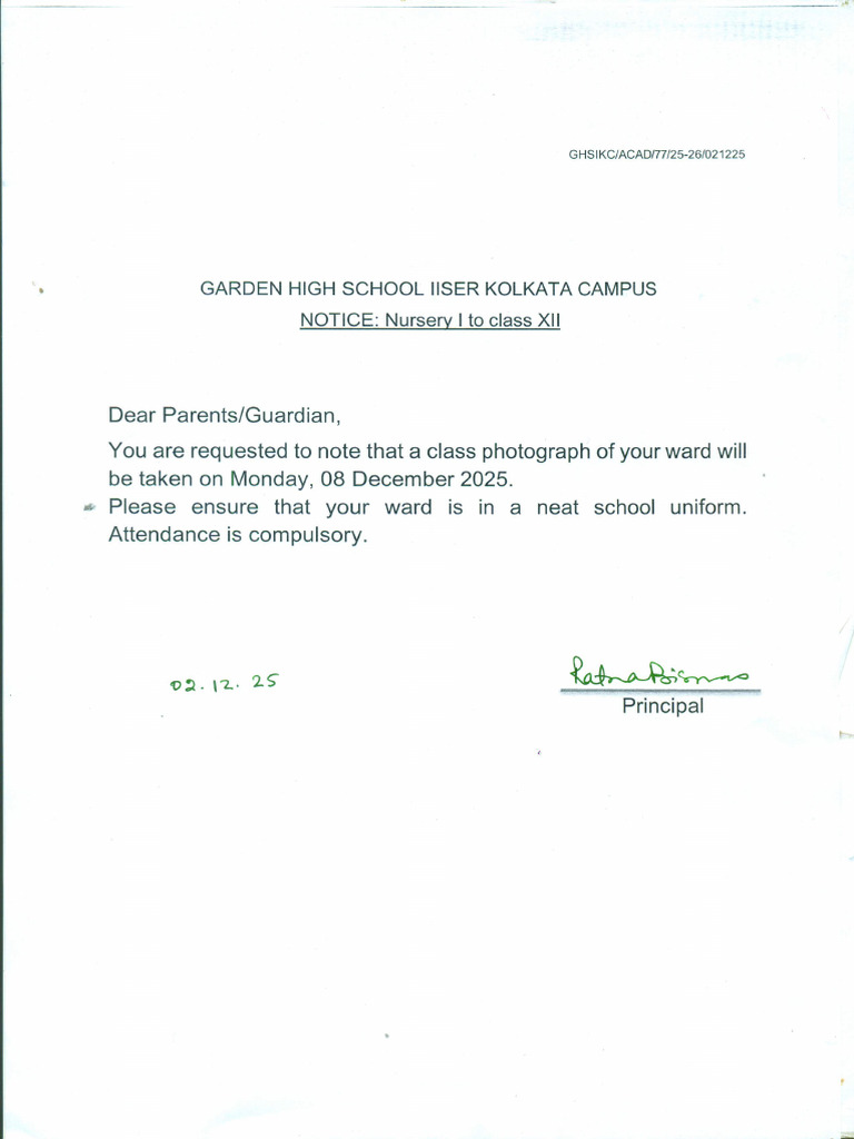 Notice - Class Photograph | PDF