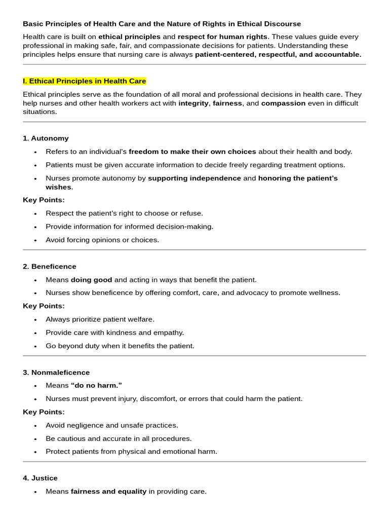 Ethical Principles and Patient Rights in Healthcare | PDF | Informed ...
