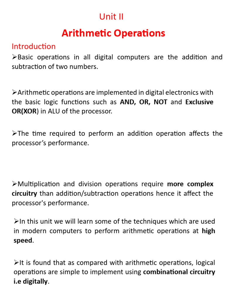 High-Speed Arithmetic Operations in ALUs | PDF | Multiplication | Logic ...