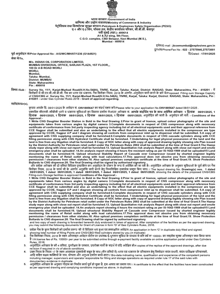 CNG/CBG Filling Approval Process | PDF