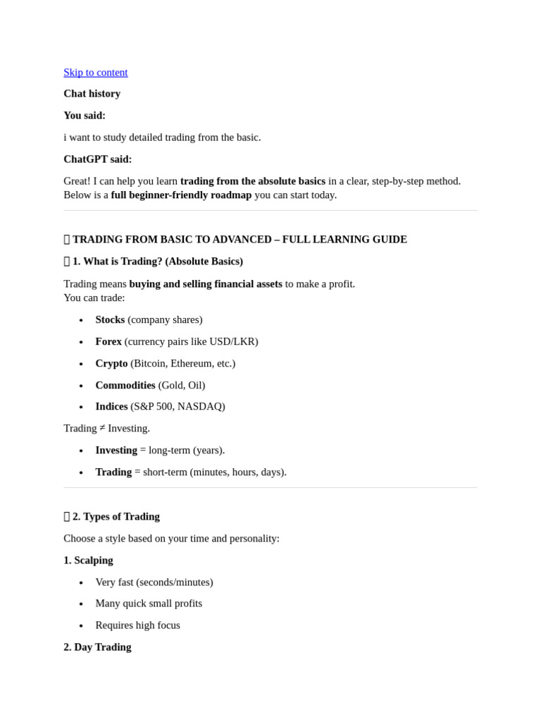 Beginner's Guide to Trading Basics | PDF | Day Trading | Financial Markets