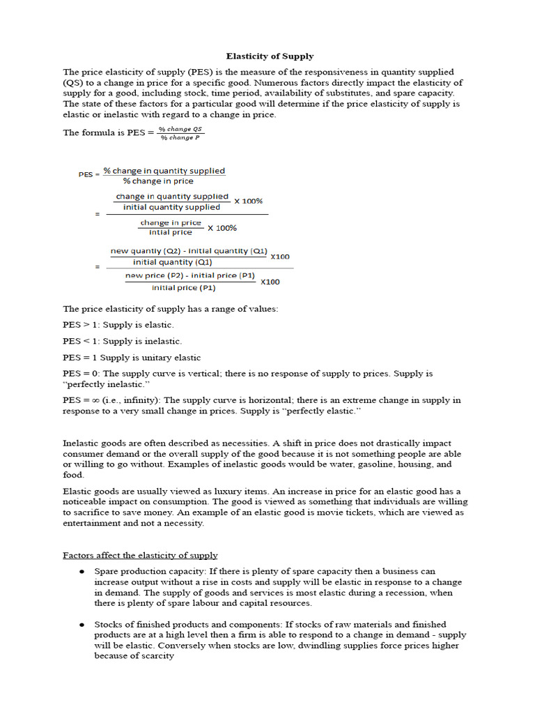 Understanding Price Elasticity of Supply | PDF | Elasticity (Economics ...