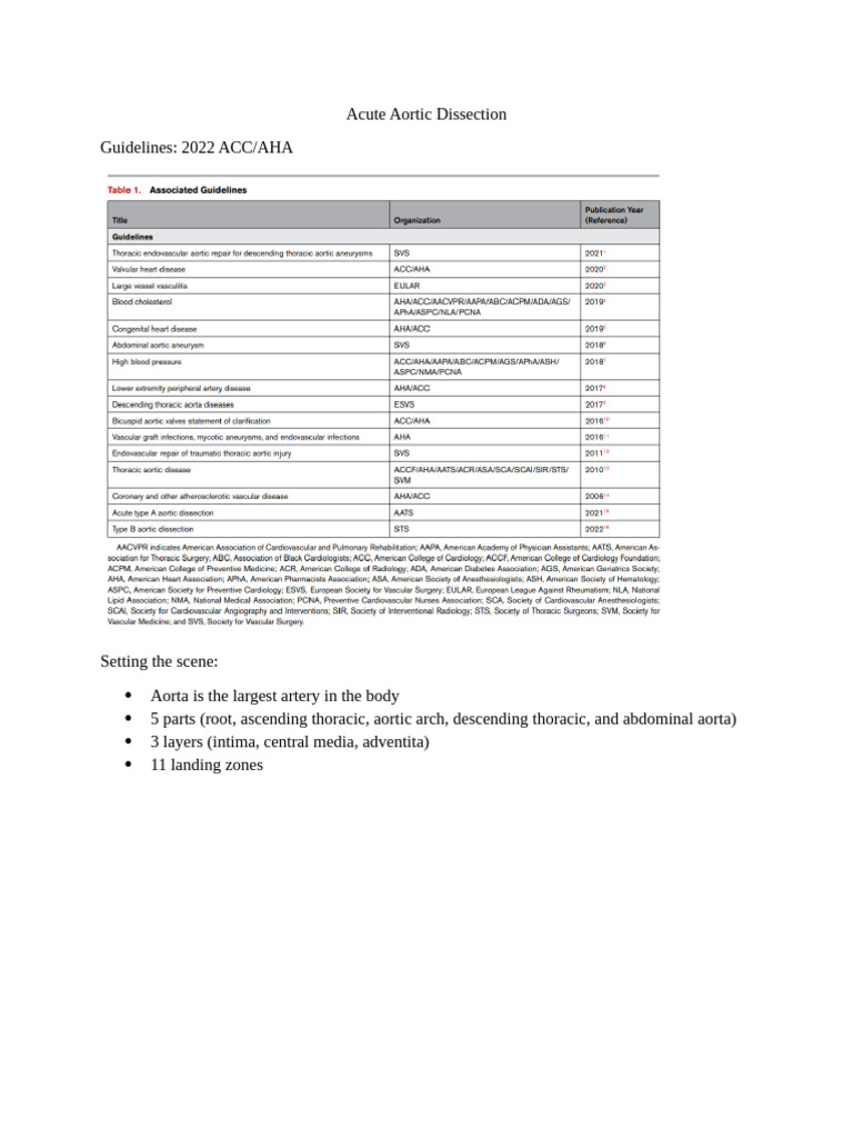 2022 Guidelines for Acute Aortic Dissection | PDF | Aorta | Thorax ...