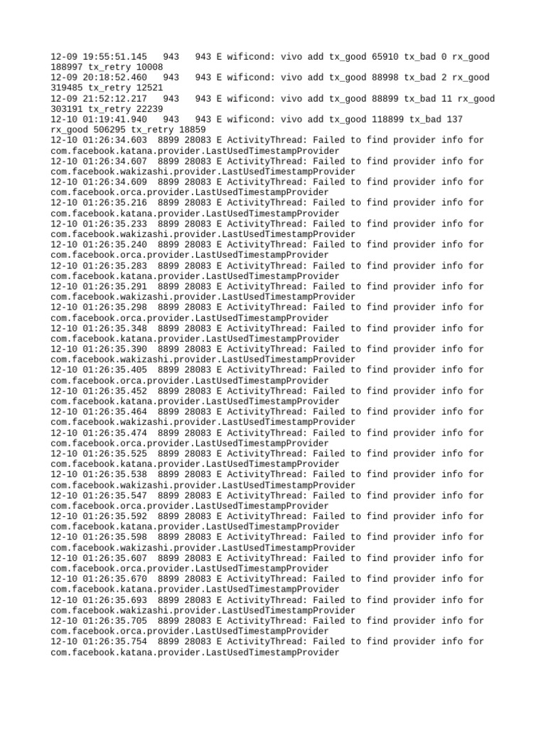 WiFi and App Provider Error Logs | PDF | Domain Name System | Data