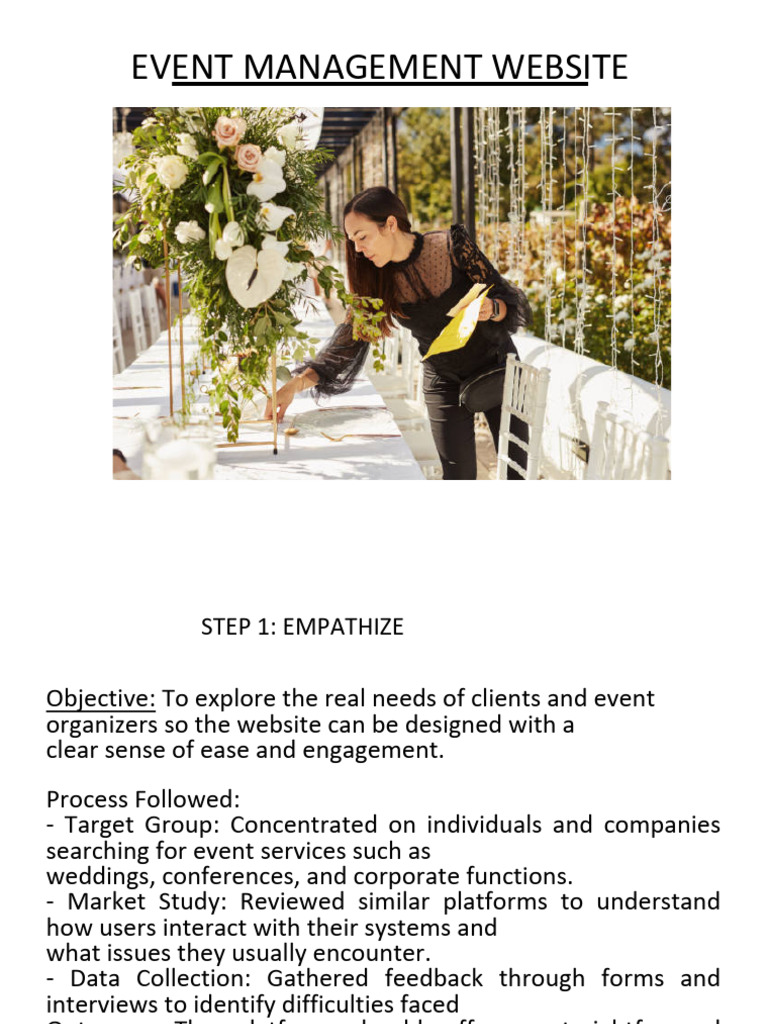 Event Management Website Presentation PDF | PDF