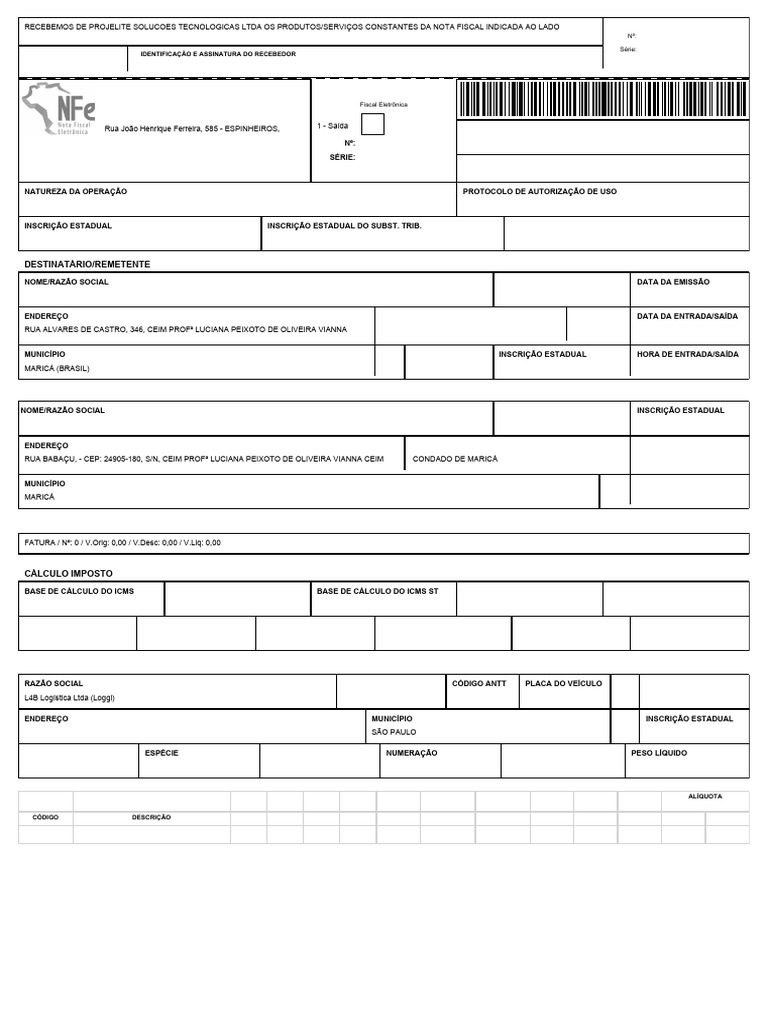 Nota Fiscal Eletrônica - Maricá RJ | PDF | Brasil