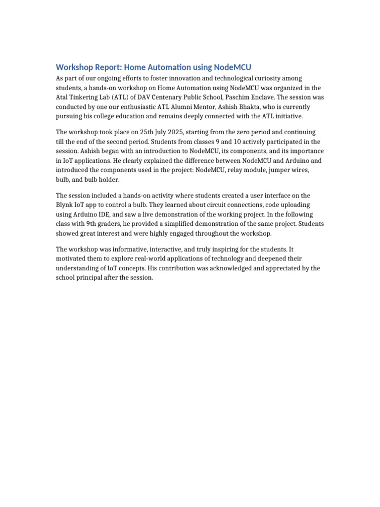 Home Automation Report | PDF