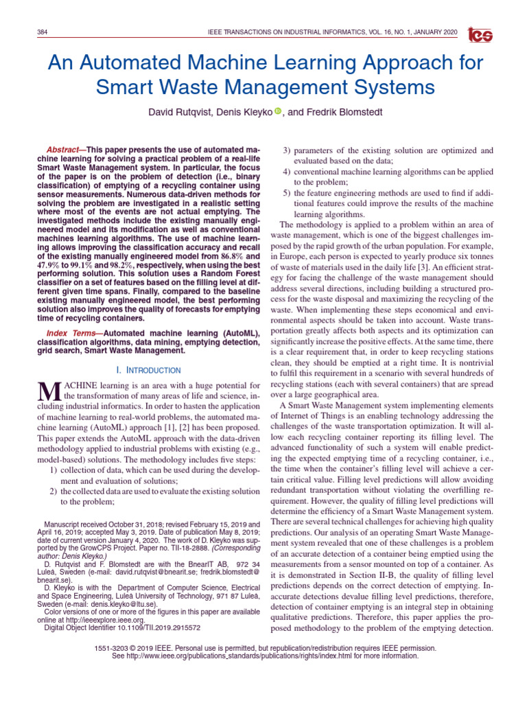 Automated ML for Smart Waste Management | PDF | Machine Learning ...