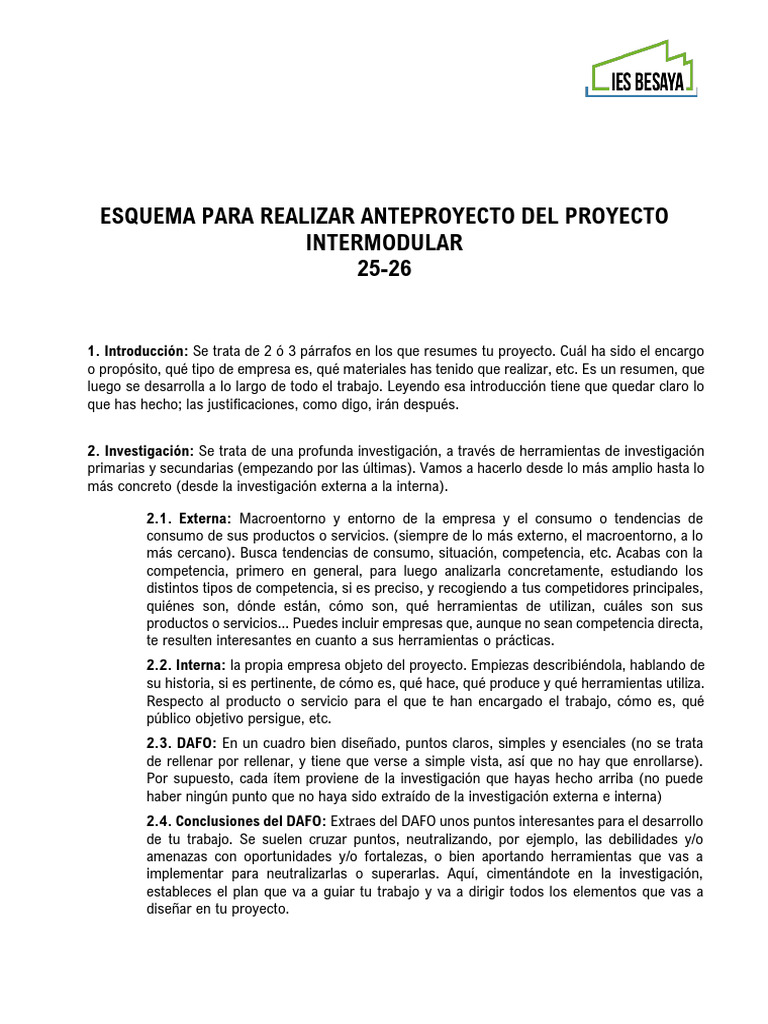 Esquema para Anteproyecto Intermodular | PDF