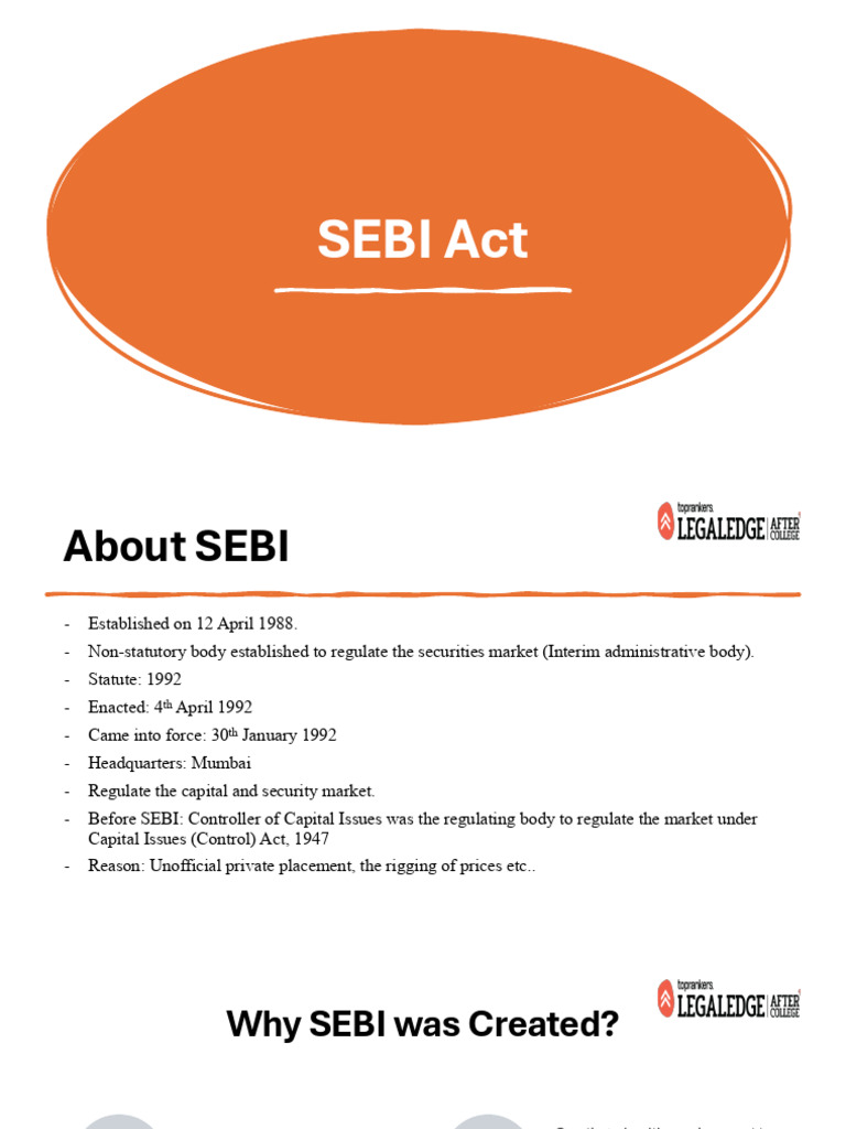Overview of the SEBI Act and Its Functions | PDF | Tribunal ...