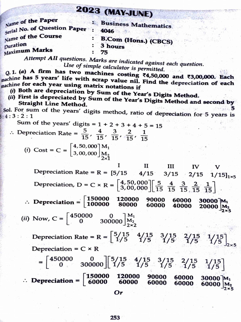 B Math Pyq 2023 May | PDF