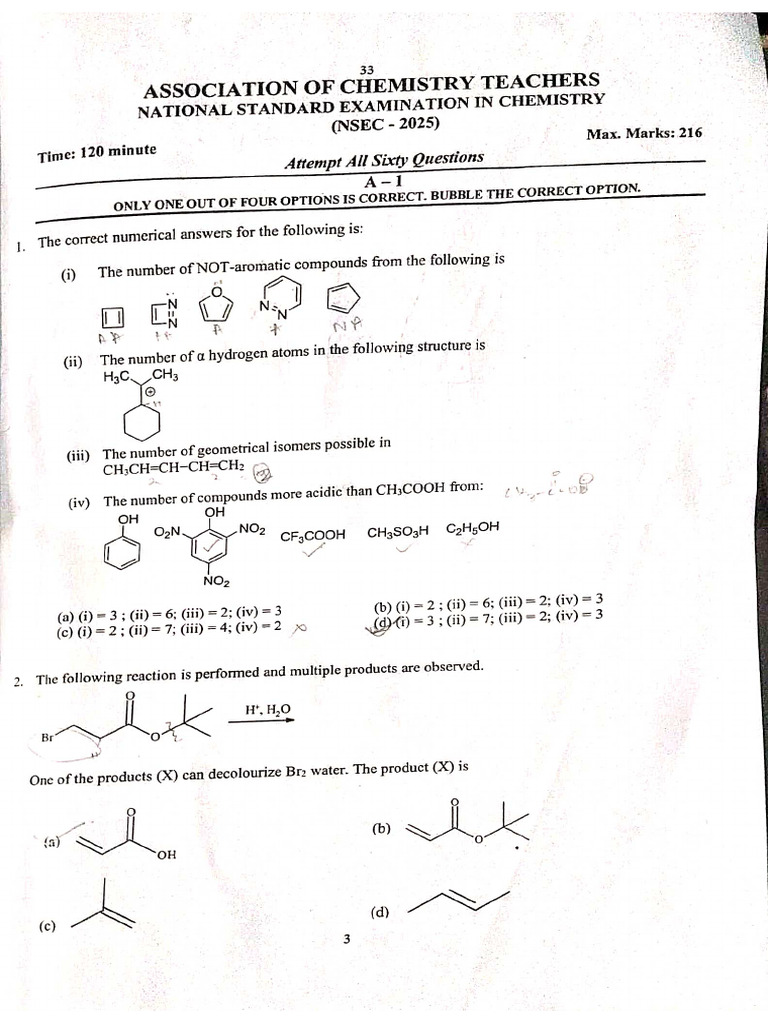 NSEC 2025 Paper Code 33 | PDF