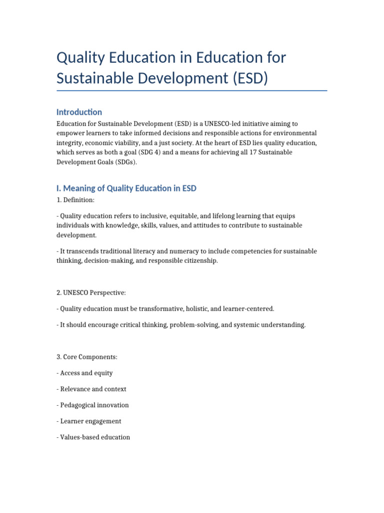 Quality Education for Sustainable Development | PDF | Sustainable ...