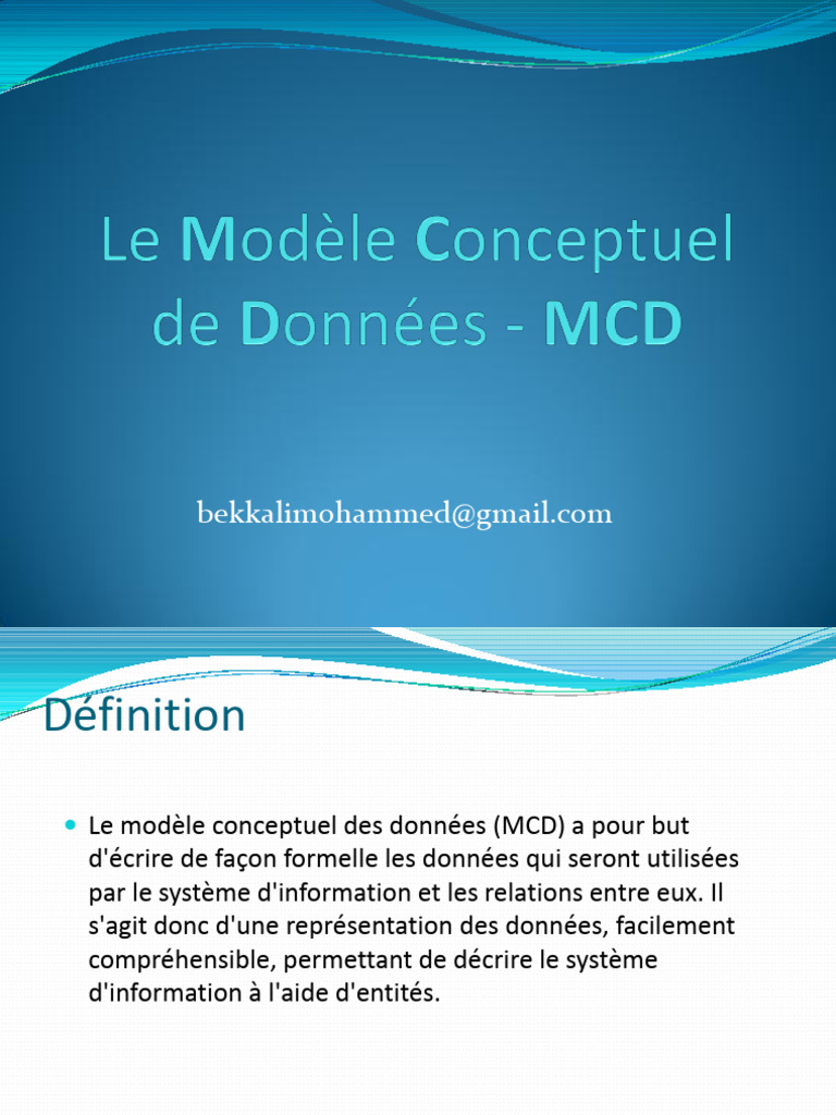 Modèle Conceptuel des Données (MCD) | PDF | Sciences de l'information ...