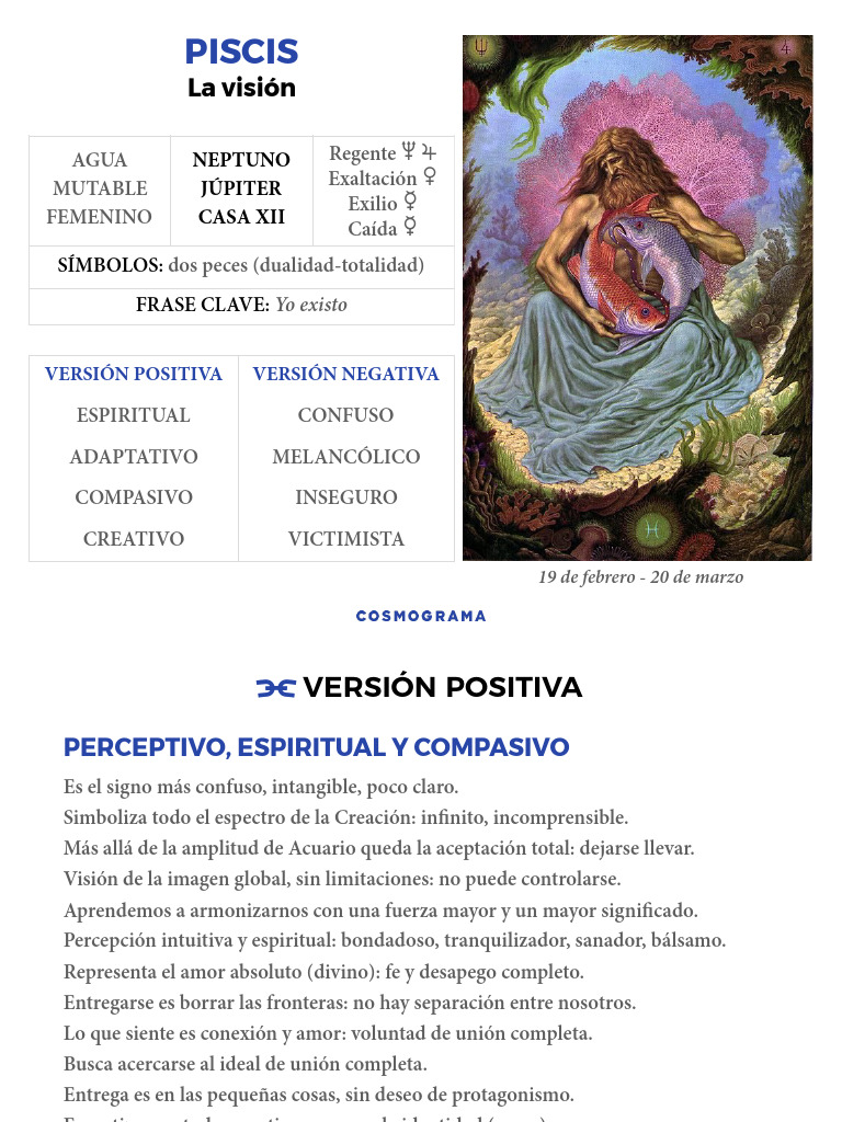 Características del Signo Piscis en Astrología | PDF | Amor | Piscis ...