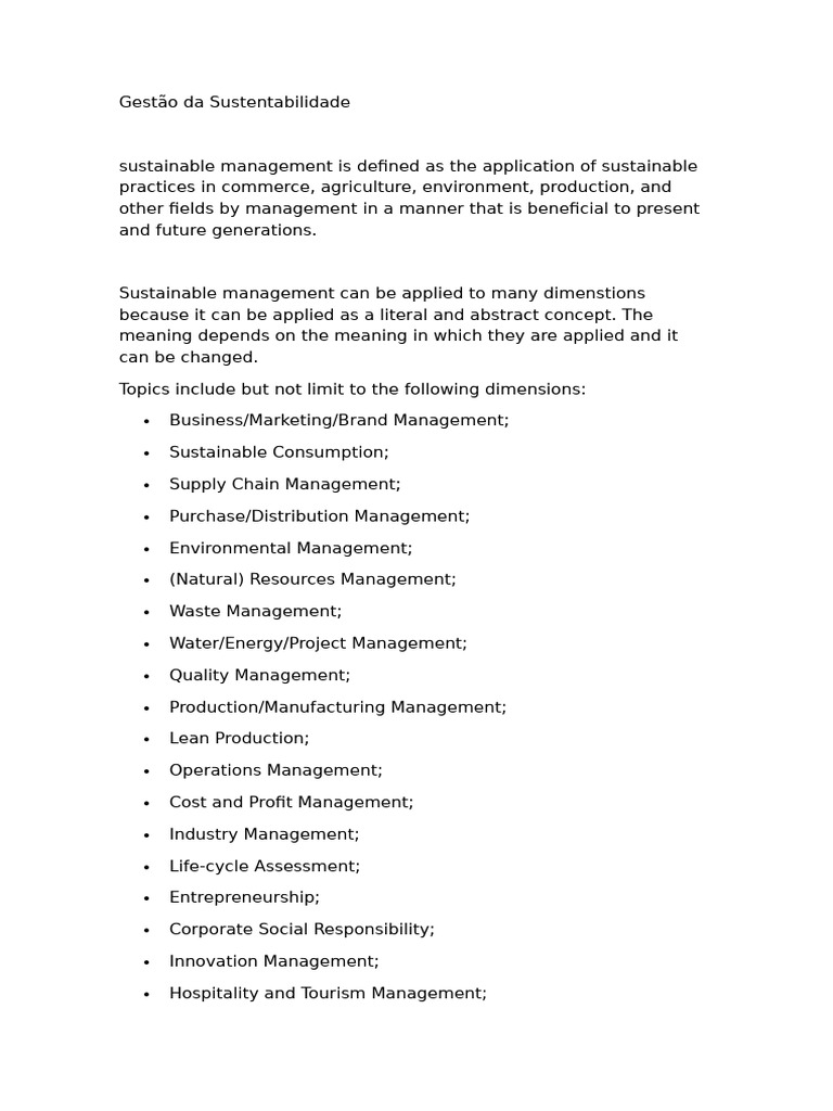 Sustainable Management Practices Overview | PDF | Sustainability ...