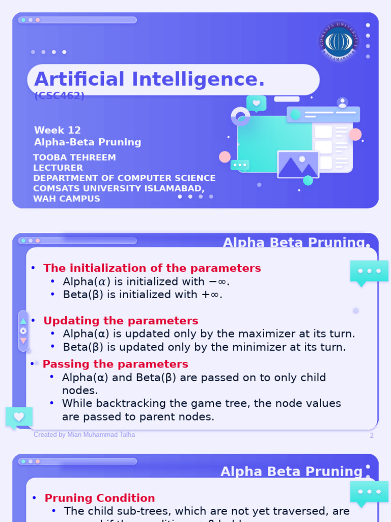 AI Week 12 (Alpha Beta Pruining) | PDF