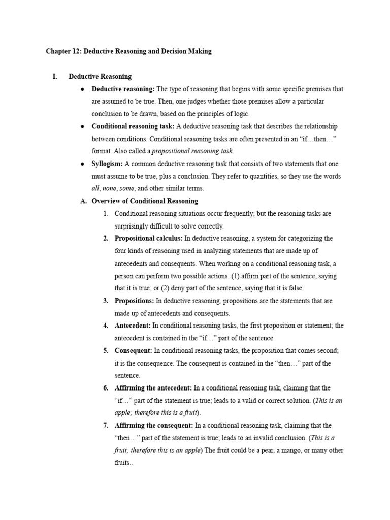 Deductive Reasoning in Decision Making | PDF | Deductive Reasoning ...