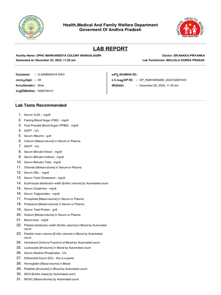 Lab OP IN2810006284 2023122291631 | PDF | Blood Plasma | Red Blood Cell