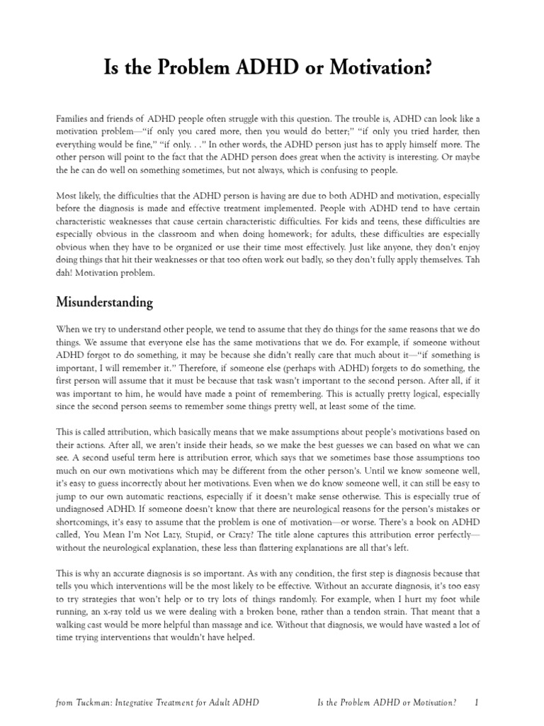 Is The Problem Adhd or Motivation | PDF | Attention Deficit ...