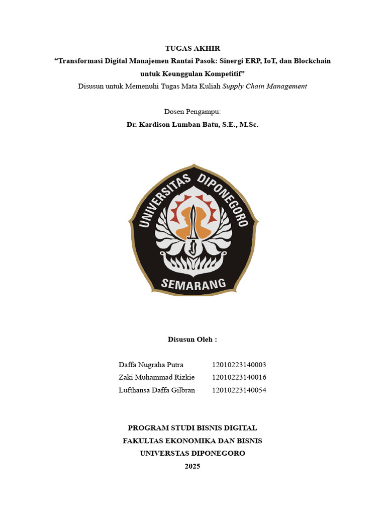 Transformasi Digital Rantai Pasok: ERP, IoT, Blockchain | PDF