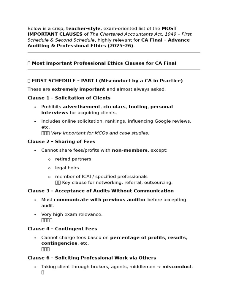 Key Clauses of Chartered Accountants Act | PDF | Audit | Business