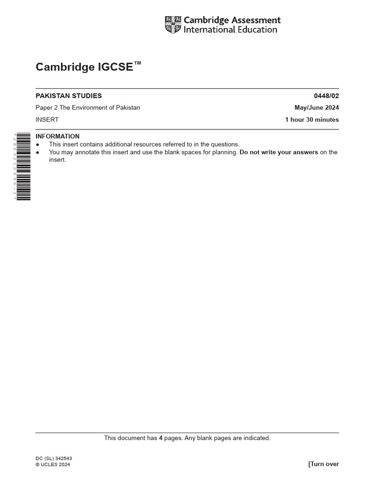 Cambridge IGCSE Pakistan Studies Insert | PDF