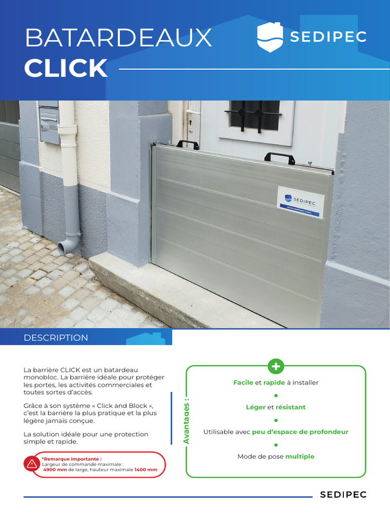 Batardeau CLICK : Installation rapide et efficace | PDF | Gris
