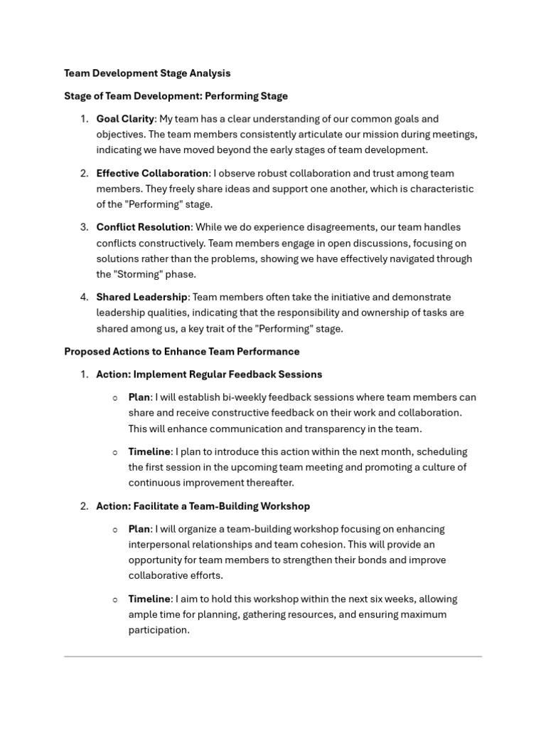 Team Development: Performing Stage Insights | PDF | Team Building ...
