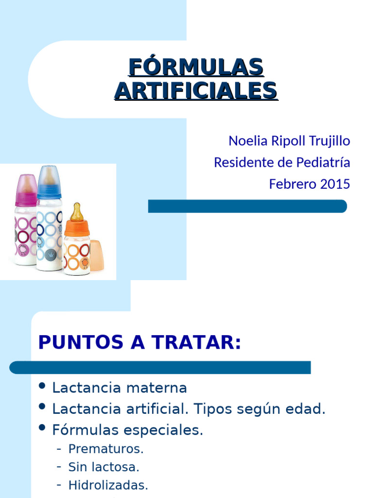 Tipos de Fórmulas Artificiales para Lactantes | PDF | Amamantamiento ...