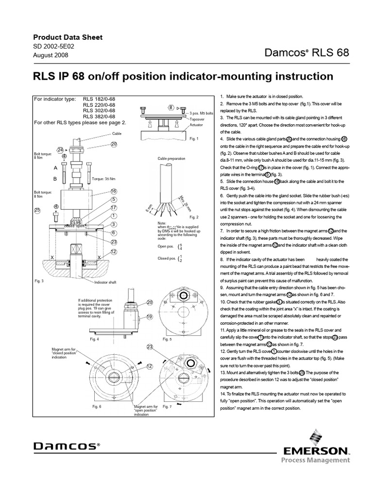 RLS IP 68 Position Indicator Installation Guide | PDF | Nut (Hardware ...