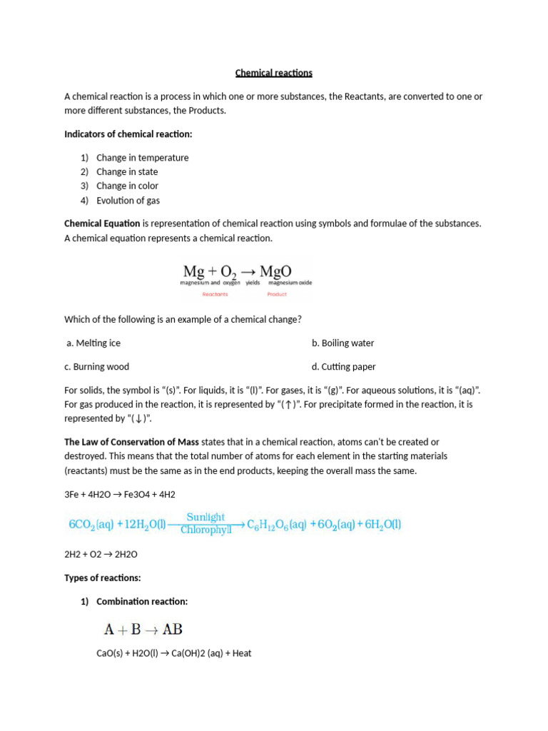 Chemical Reactions | PDF | Chemical Reactions | Redox