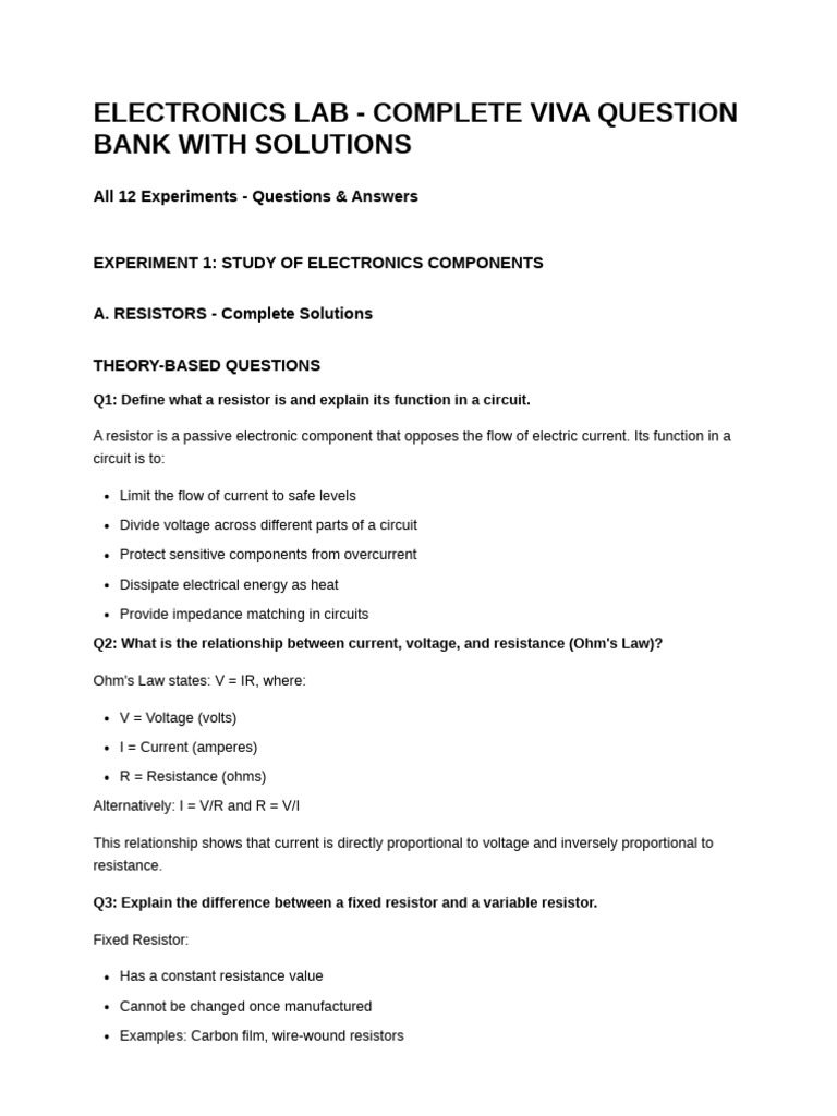 Resistor Fundamentals and Testing Guide | PDF | P–N Junction | Capacitor