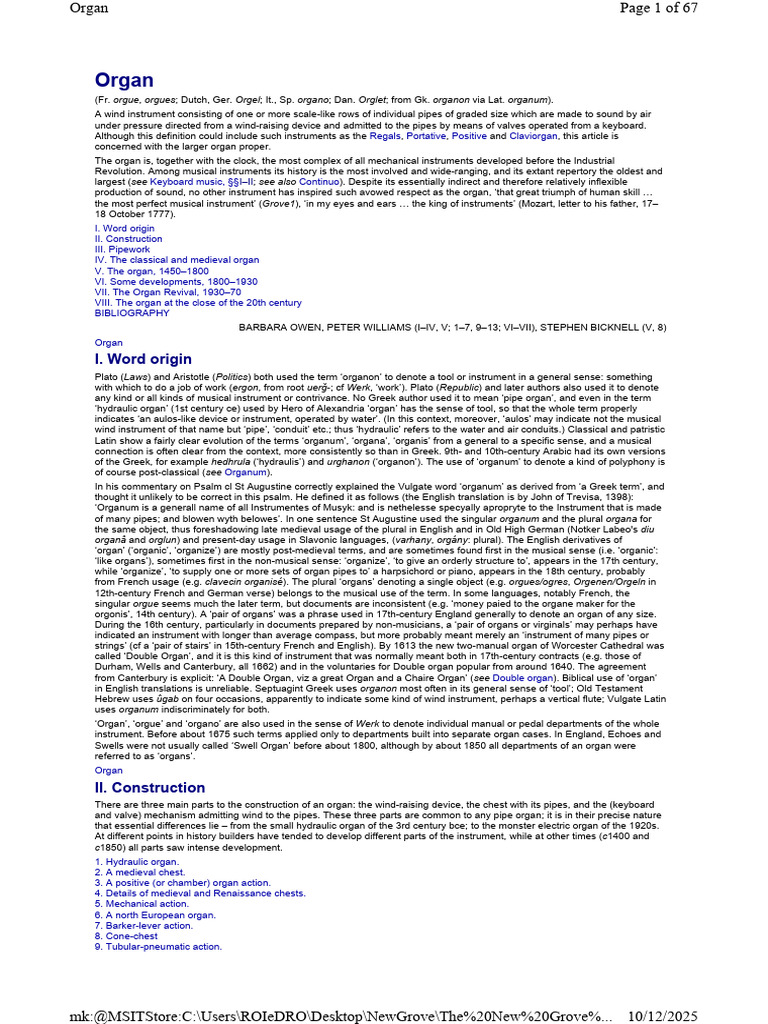 History and Construction of Organs | PDF | Aerophones | Musical Instruments