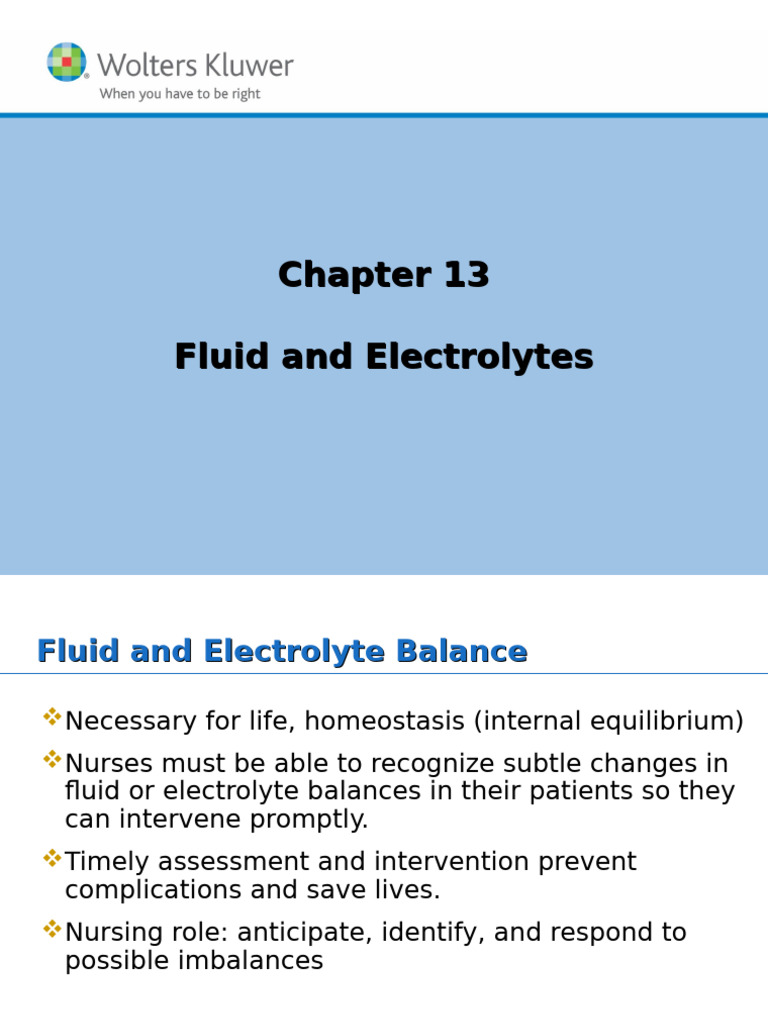 Fluid and Electrolyte Balance in Nursing | PDF | Homeostasis | Kidney