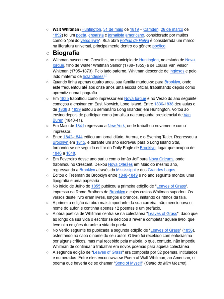 Documento Sem Título-2 | PDF | Walt Whitman | Poesia