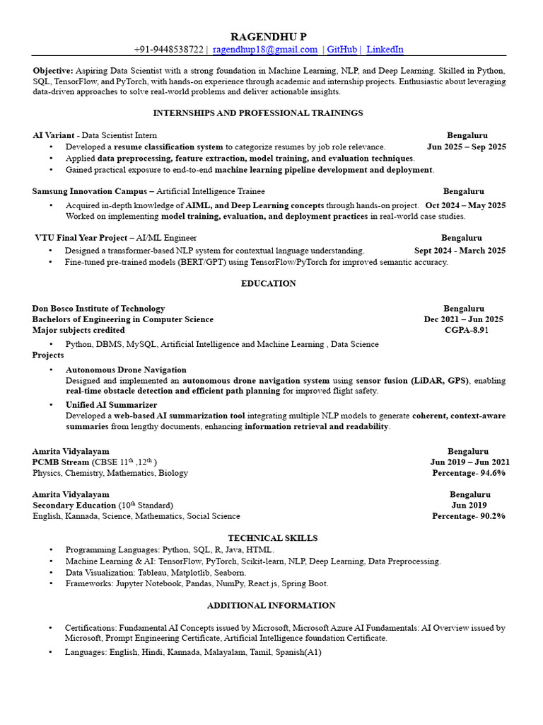Aspiring Data Scientist Profile | PDF | Artificial Intelligence ...