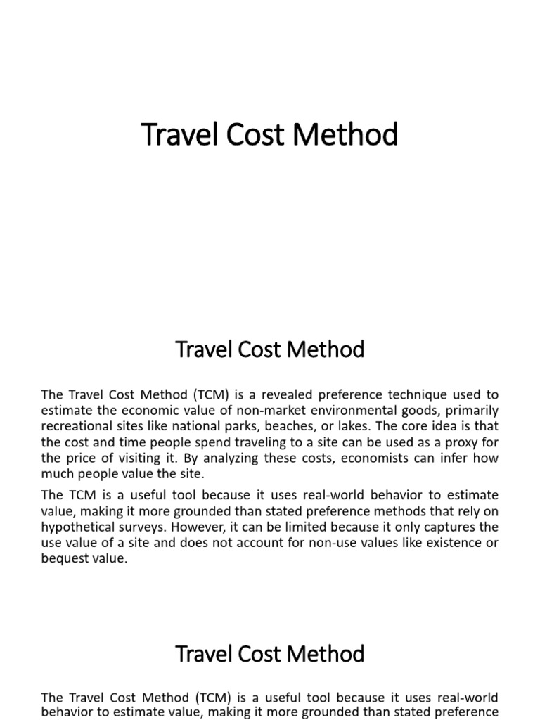 Travel Cost Method for Valuing Recreation | PDF