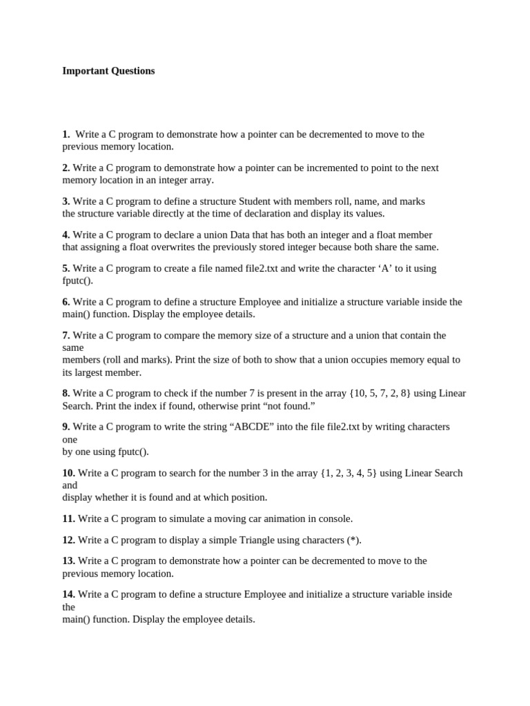 Imp Questions c | PDF
