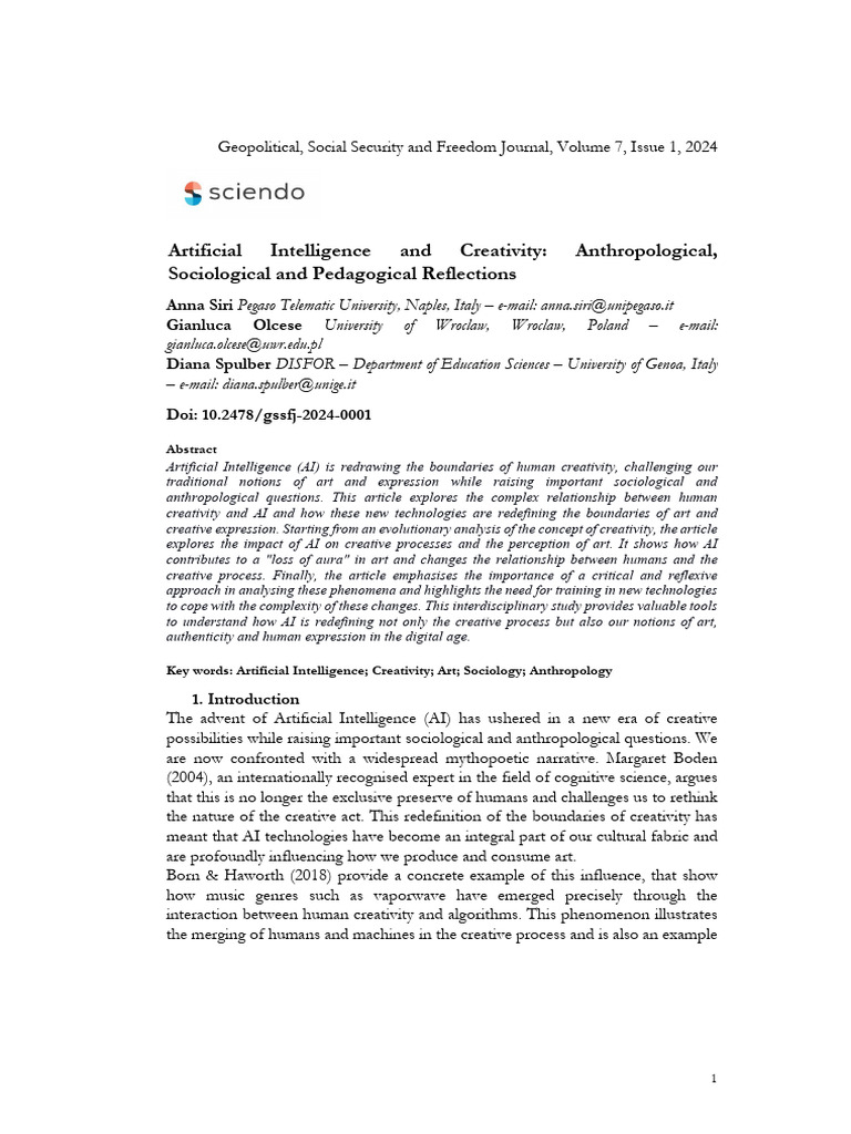 AI's Impact on Creativity and Art | PDF | Creativity | Intelligence (AI ...