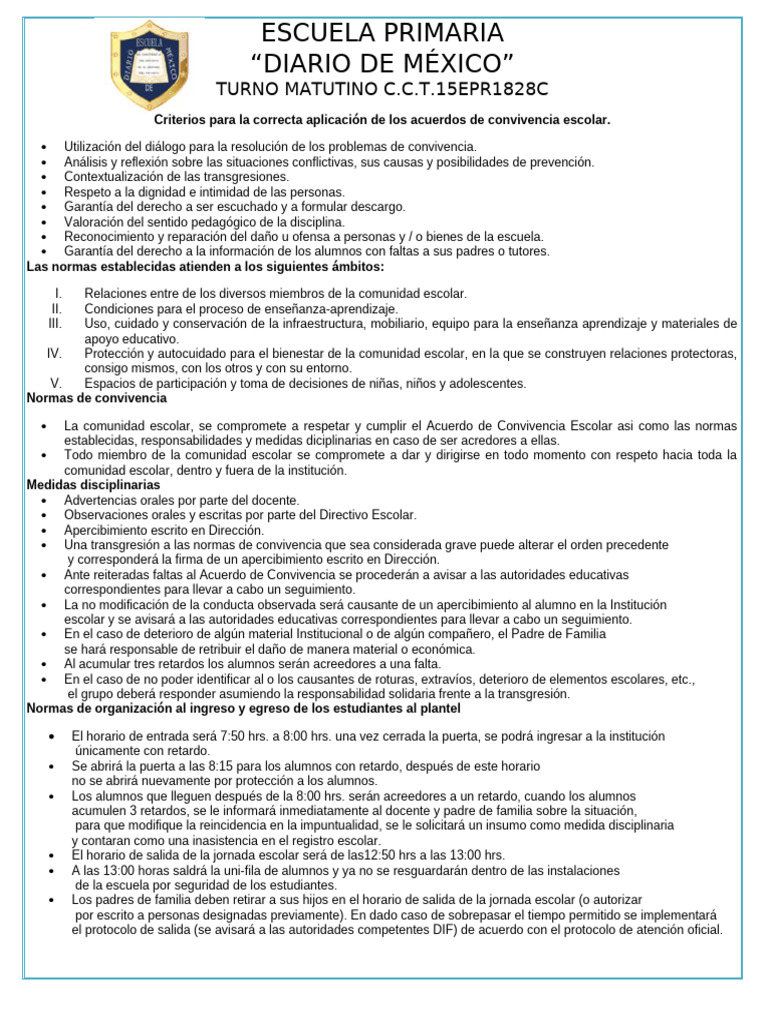 Normas de Convivencia Escolar 2024-2025 | PDF | Escuelas | Maestros