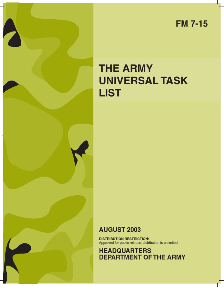 FM 715 the Army Universal Task List United States Army Command And